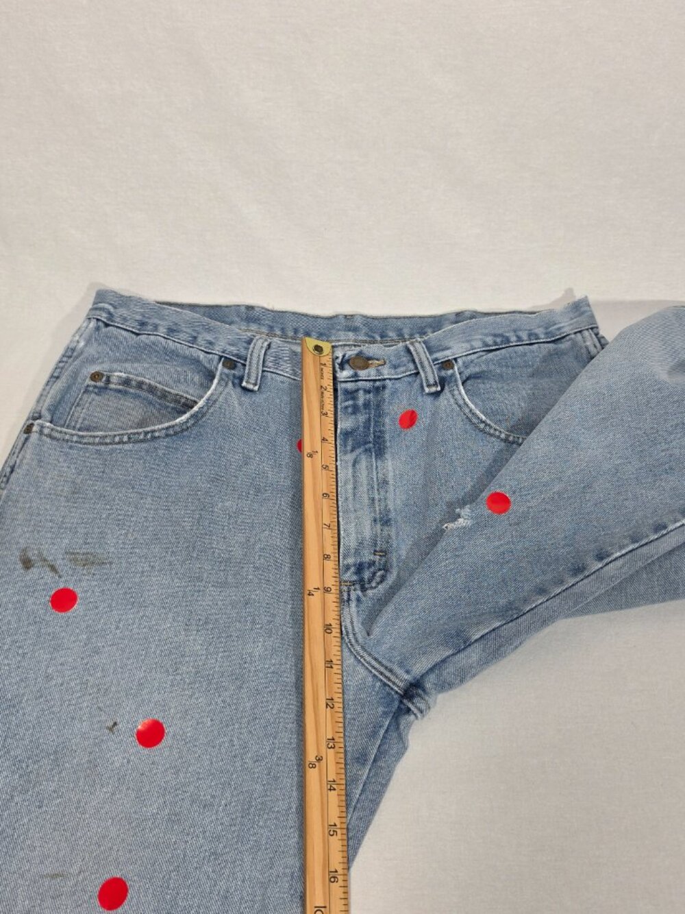 Vintage WRANGLER "Rugged" Natural Fraying/Distressing TRASH Blue Jean Men 36x30. - Picture 16 of 17